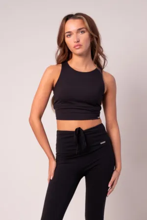 Signature Racer Crop Built In Bra Top Black Layer Safe Trendy Sweatpants