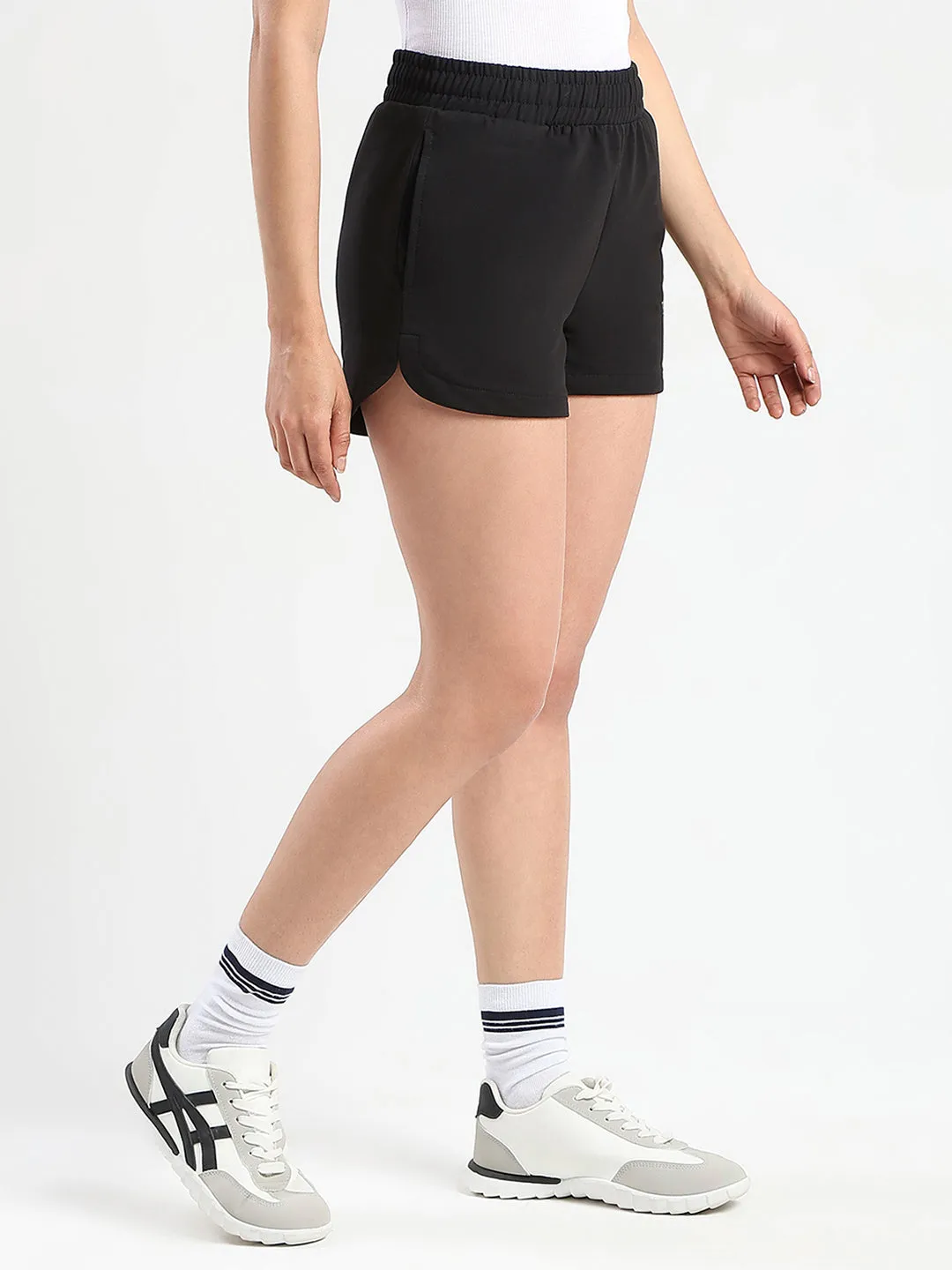Work Wear NonSlip Grips mSECRET Typography Print Black Cotton Blend Shorts