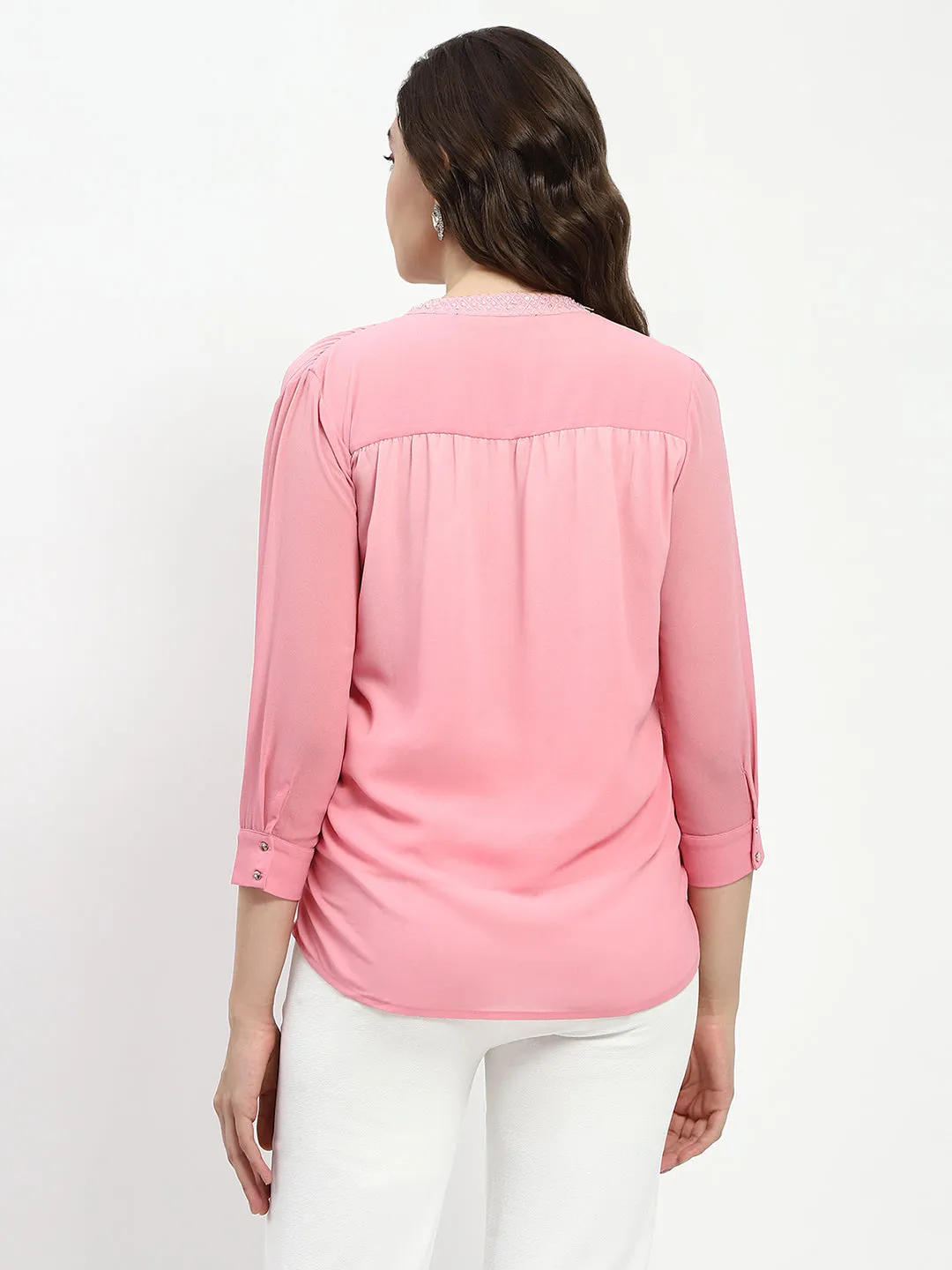 UVProtection Coating Madame Pink Embellished Wrap Top