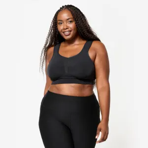 Stretch Recovery Fabric Elastic stitching Sujetador Mujer Negro Tirantes Cruzables Sujeci??n Alta Copas E-H