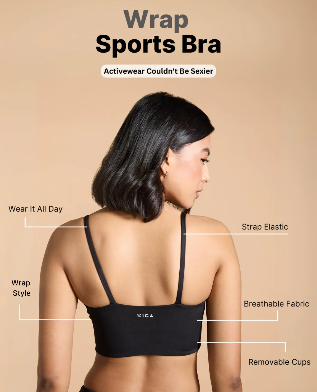 Twist Training Sports Bra Cap-sleeved seams