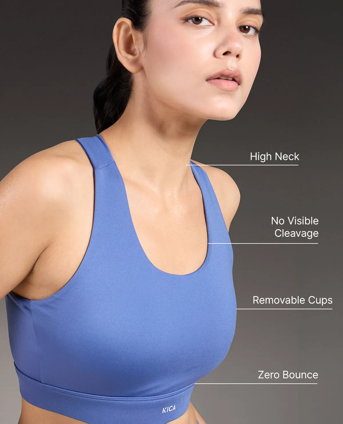 Embroidered edges Luxe Crostini Full Coverage And High-Impact Sports Bra Blue