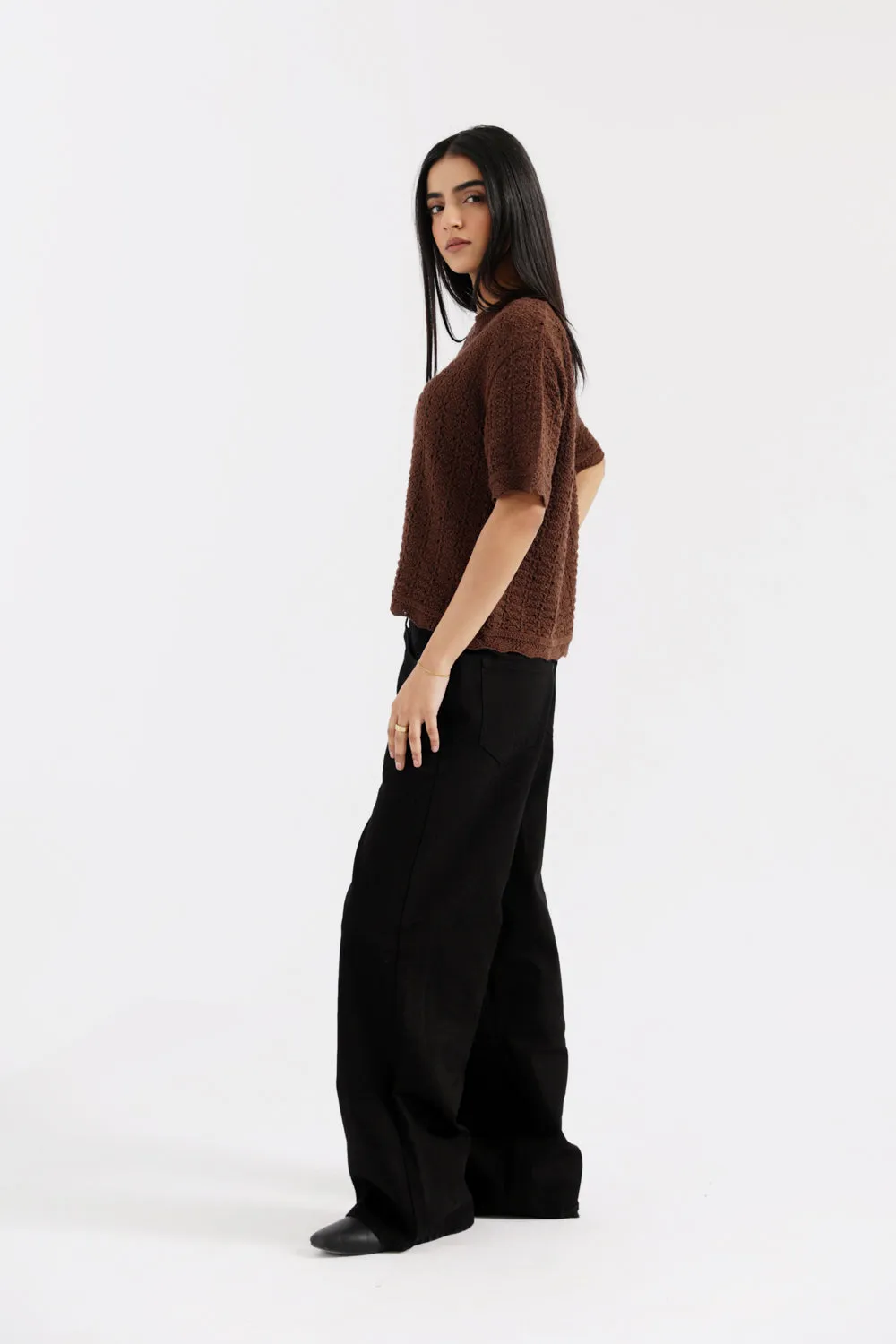 Cold Weather CROCHET KNIT TOP WITH SCALLOP DETAIL