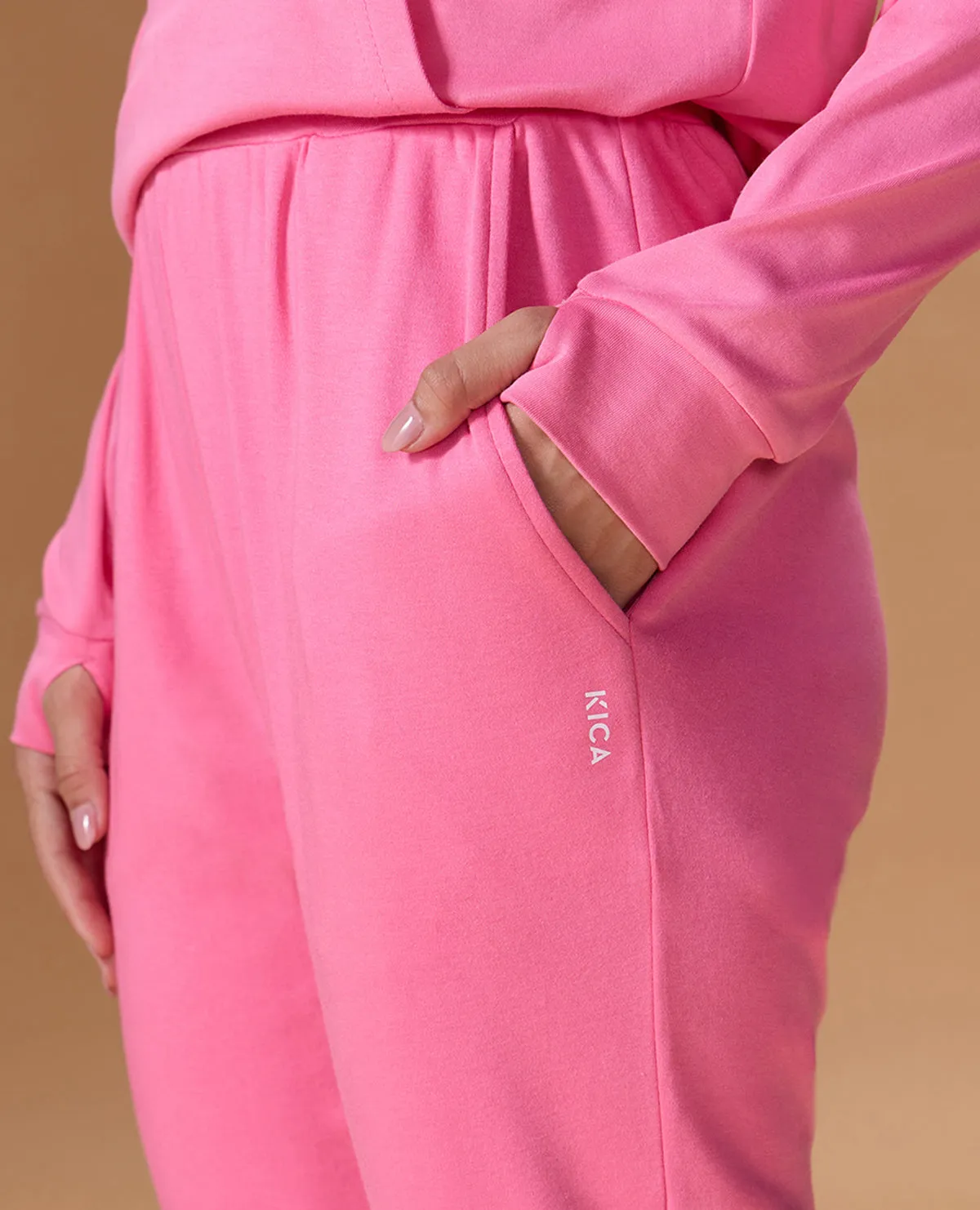 AdjustableWaistband Extra Soft Cotton Track Pants Pink