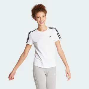 Adidas Women's Essentials Slim 3-Stripes White Tee Effortless Daywear Men's