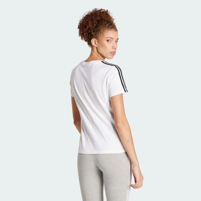 Adidas Women's Essentials Slim 3-Stripes White Tee Abrasion resistant