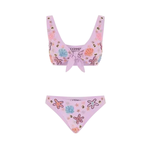 Roll Resistant Edges Orla Tie In The Middle Bikini Top Lilac