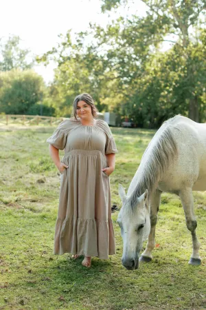 Soft Movement Reinforced Pockets Wide Leg 'Montgomery' Cotton Gauze Ruffle Hem Maxi Dress