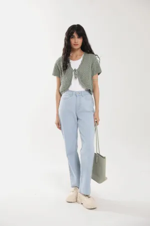 Dense Fit Bonded Seam Technology CROCHET KNIT TOP WITH LUREX