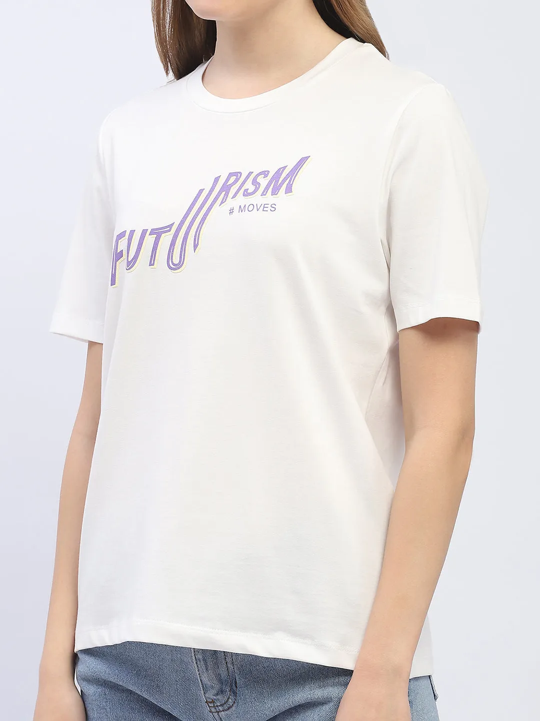 Versatile Look Madame Typography White Regular T-Shirt