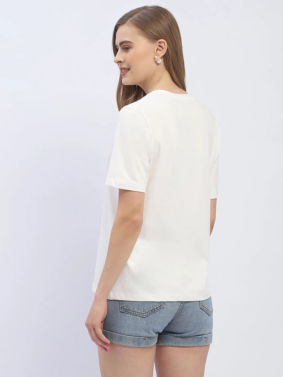 Playful Vibes DoubleStitchedHem Madame Typography White Regular T-Shirt