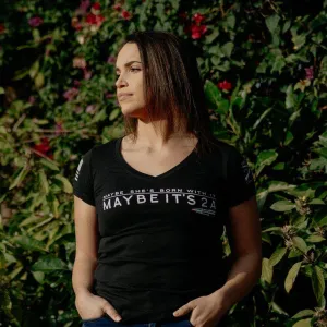 Women's Maybe It 2A V-Neck - Black Breathable wear dry cleanable