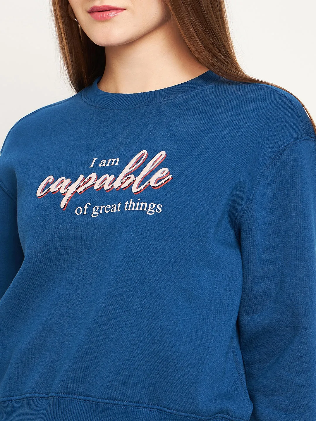 Madame Typographic Royal Blue Sweatshirt product shiny accents appeal