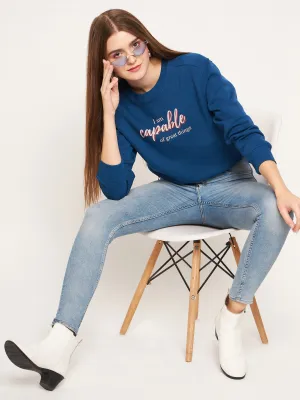 Madame Typographic Royal Blue Sweatshirt UV Protection Versatile Wear