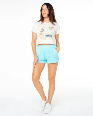 Beach Collage S/S Cropped Boxy T-Shirt - Egret Beach Collage timeless Lightweight Shirt