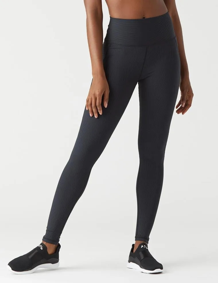 Work Commute Mesh Panel Body-Hugging Design Glyder Jubilant Legging - Black
