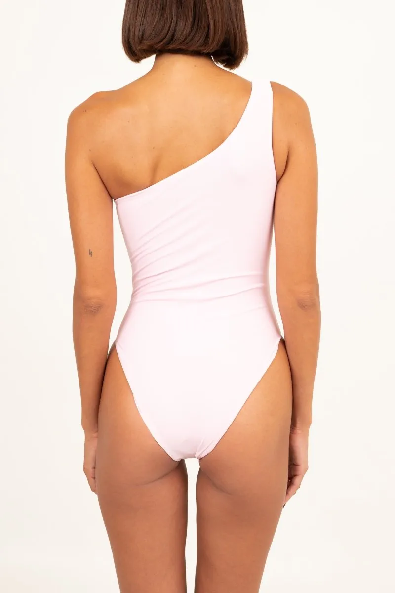 Sunny Style Supportive-Fit Paisley One Shoulder Luxe Swimsuit Pink