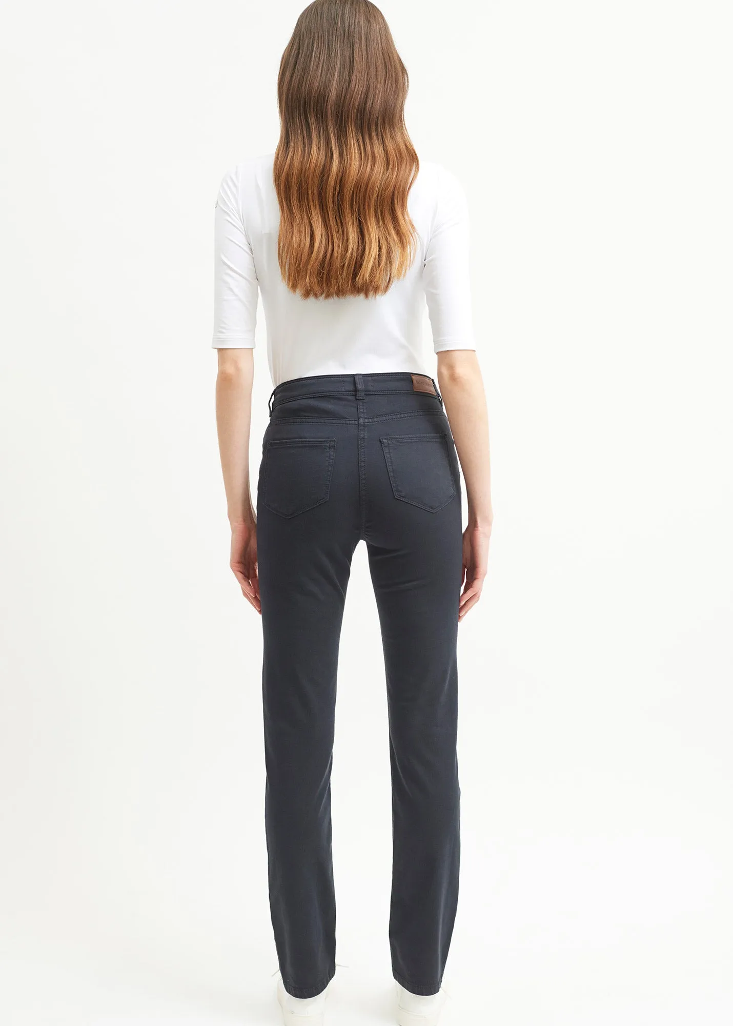 Mimosa high waist pants - slim fit, in stretch cotton (NAVY) sporty wear Essential Shirt