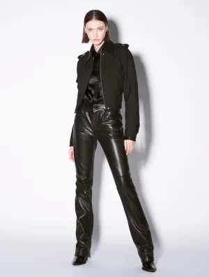 Casual Chic Fashion Staple Black plong?? leather straight fit trousers