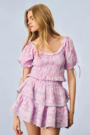 Ruffle Mini Heirloom Print Skirt Airy Comfort