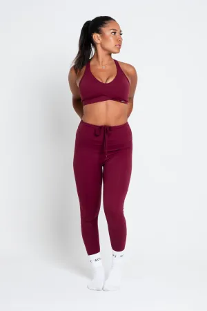 Casual Layer Hybrid High Waisted Leggings Wine