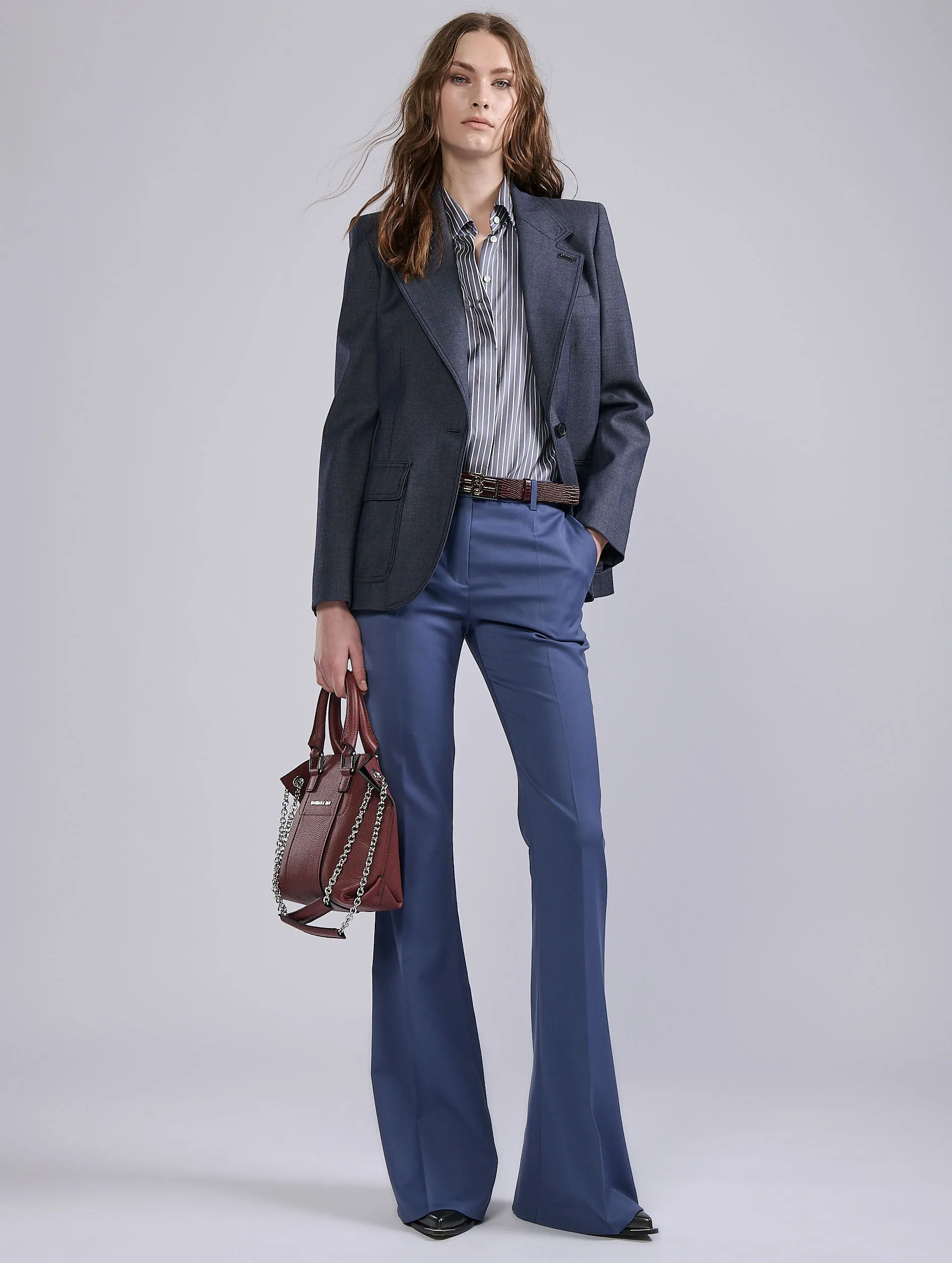 Blue stretch wool gabardine bootcut trousers Everyday Comfort Wear