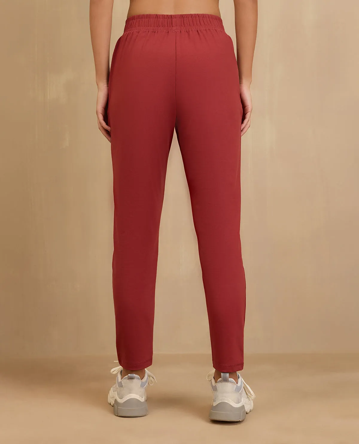 Contoured Panel Design Relaxed Wearable NYKD By Nykaa Cotton Comfort Pants-NYAT502-Red