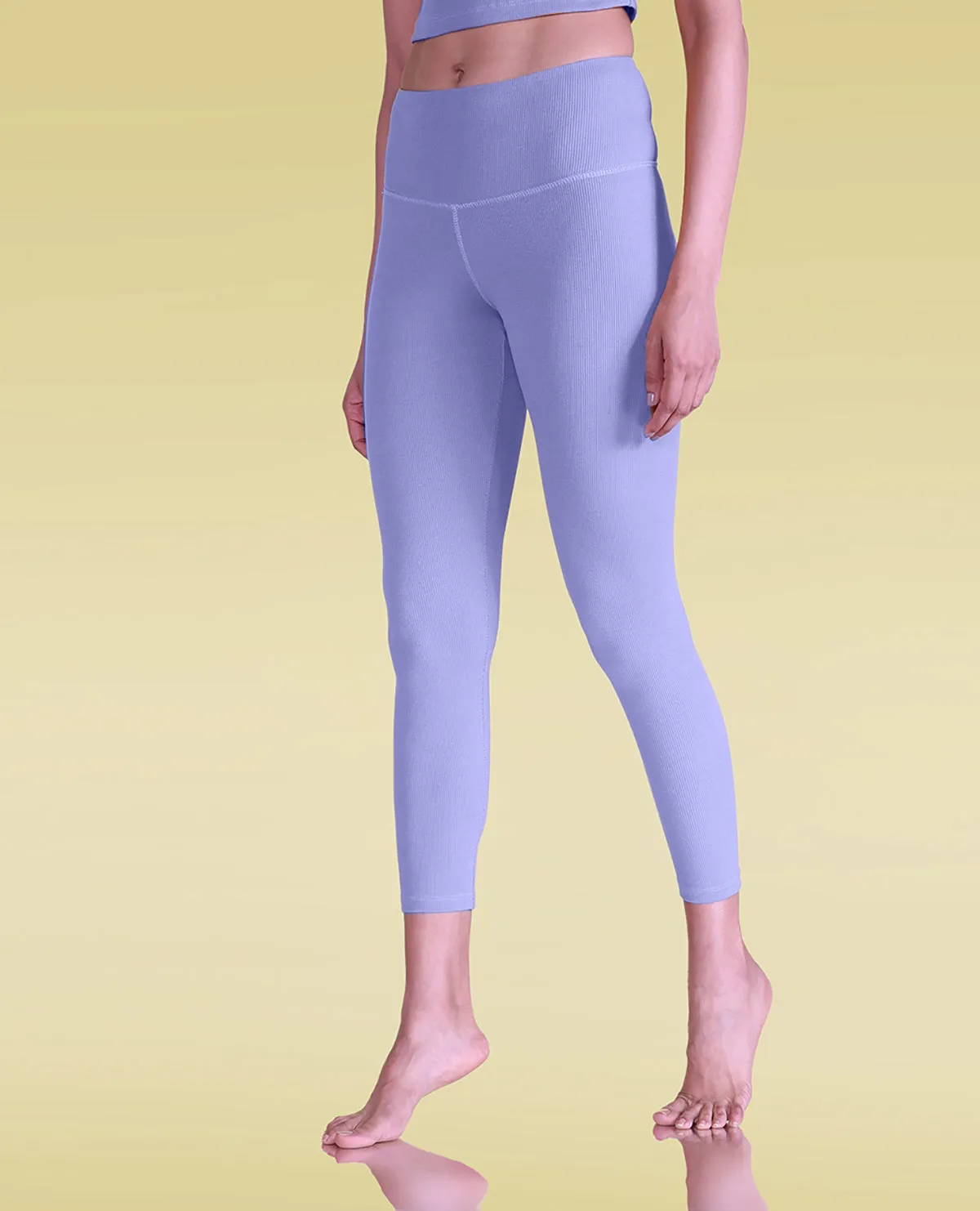 Ribbed High Waisted Leggings Active Essential Smooth Waist