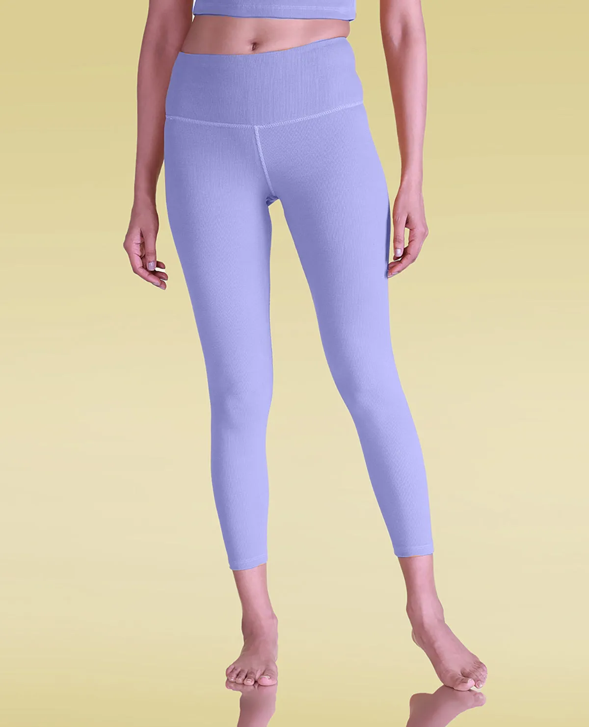 Casual Day Mesh Panel Ribbed High Waisted Leggings