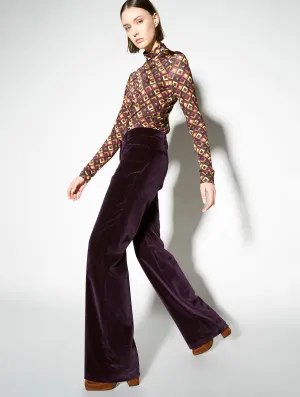 Flared purple velvet trousers HiddenPockets