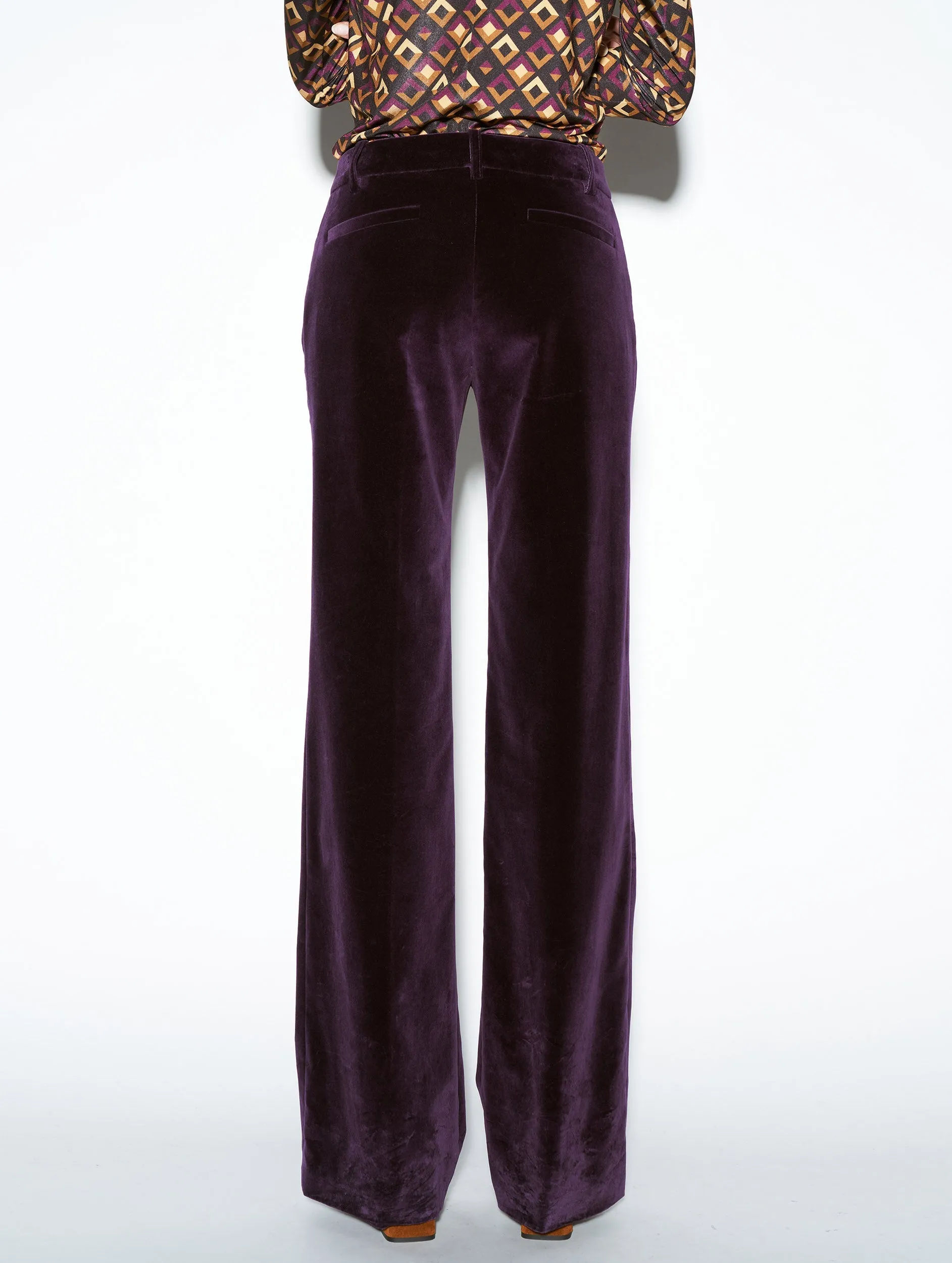 Flared purple velvet trousers Quick Fit