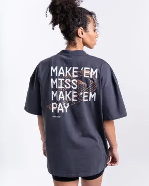 River Flow Make 'Em Miss Oversized T-Shirt - Charcoal