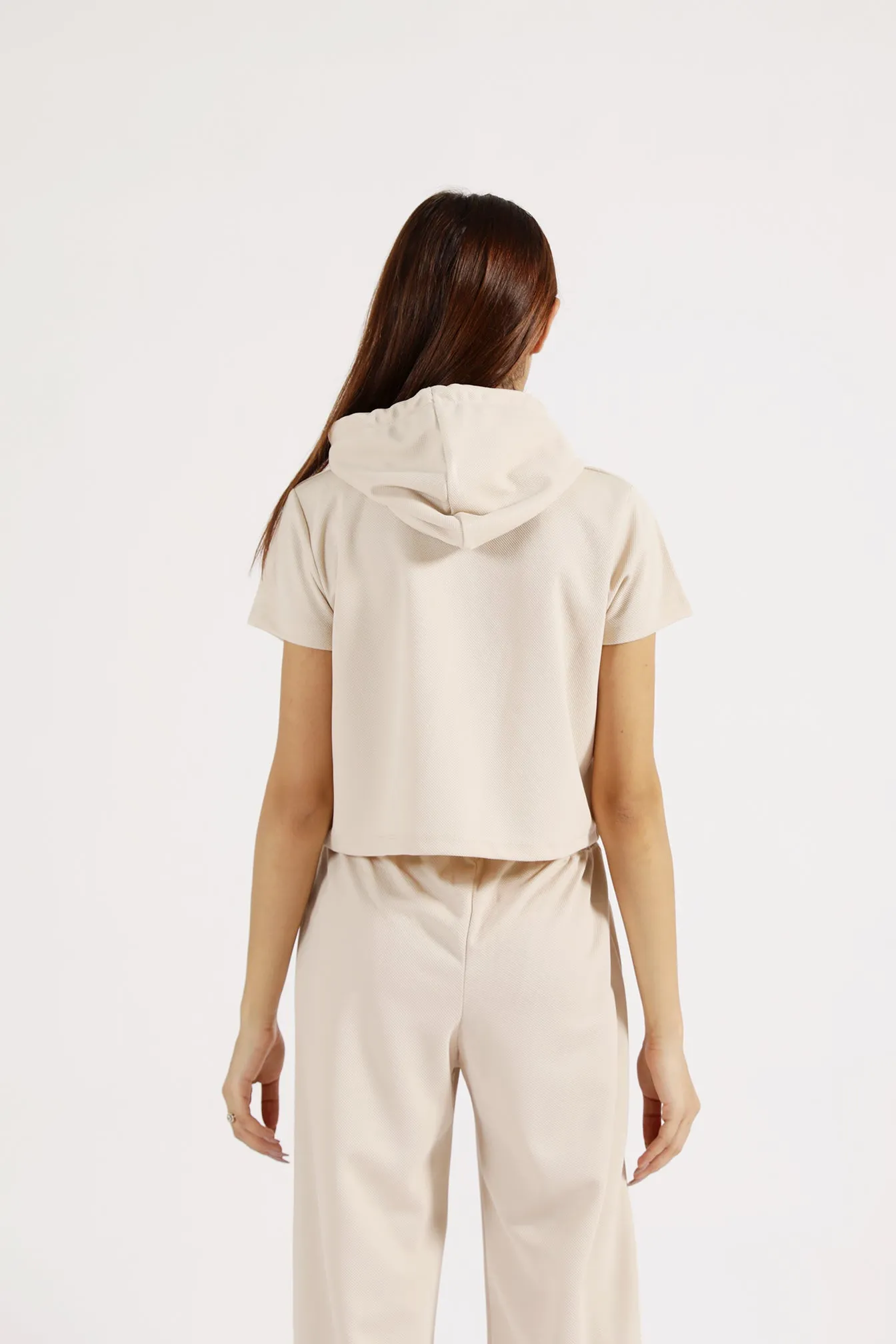 TEXTURED KNIT CROPPED HOODIE Farm Glow CompressionFreeCuffs