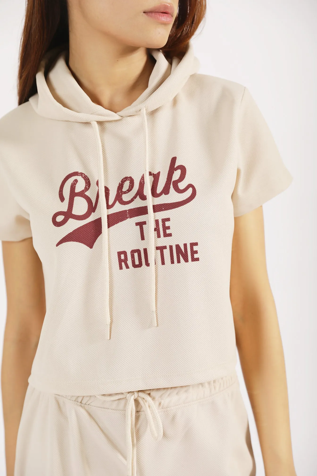 TEXTURED KNIT CROPPED HOODIE Reinforced Knees Wonder Core