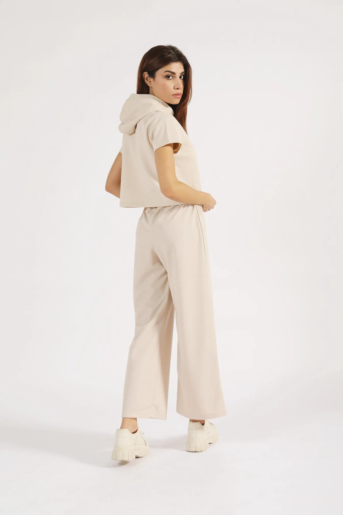 TEXTURED KNIT CROPPED HOODIE NonSlipGrip Reinforced Edges