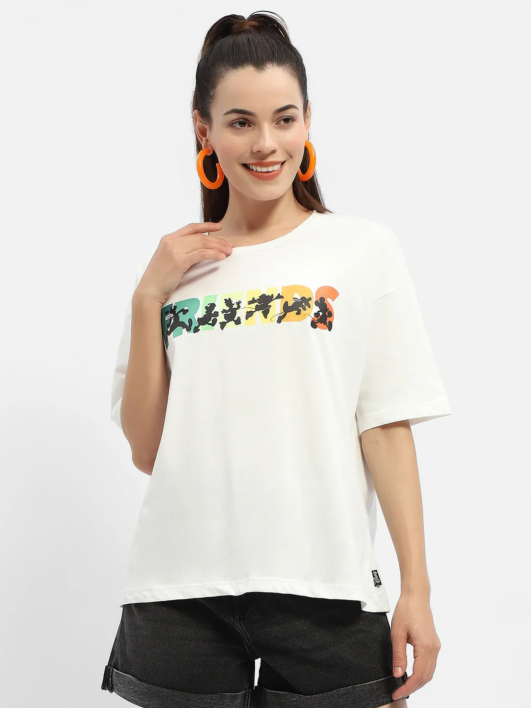 Madame Disney Graphic Print White Regular T-Shirt hypoallergenic