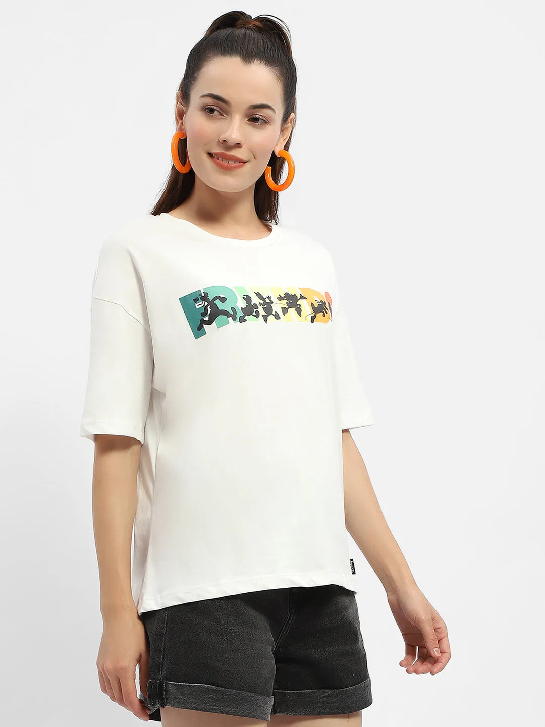 Madame Disney Graphic Print White Regular T-Shirt Comfort and style