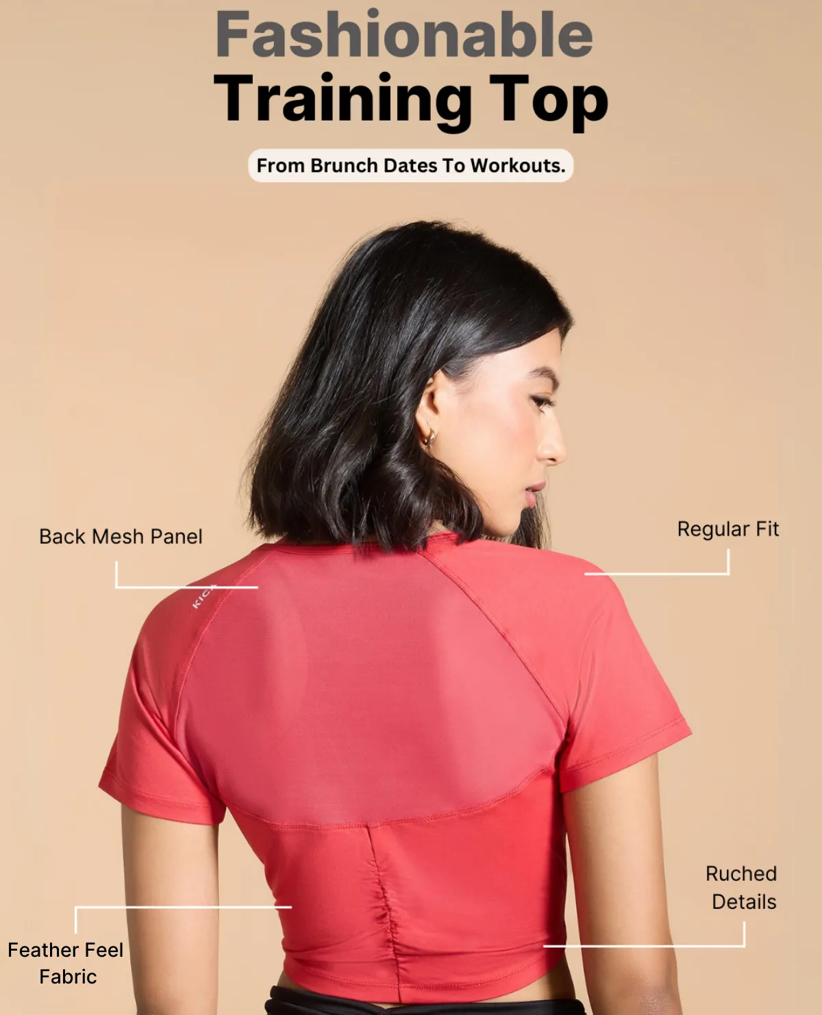 Feather Feel Ruched Crop Top Easy Care