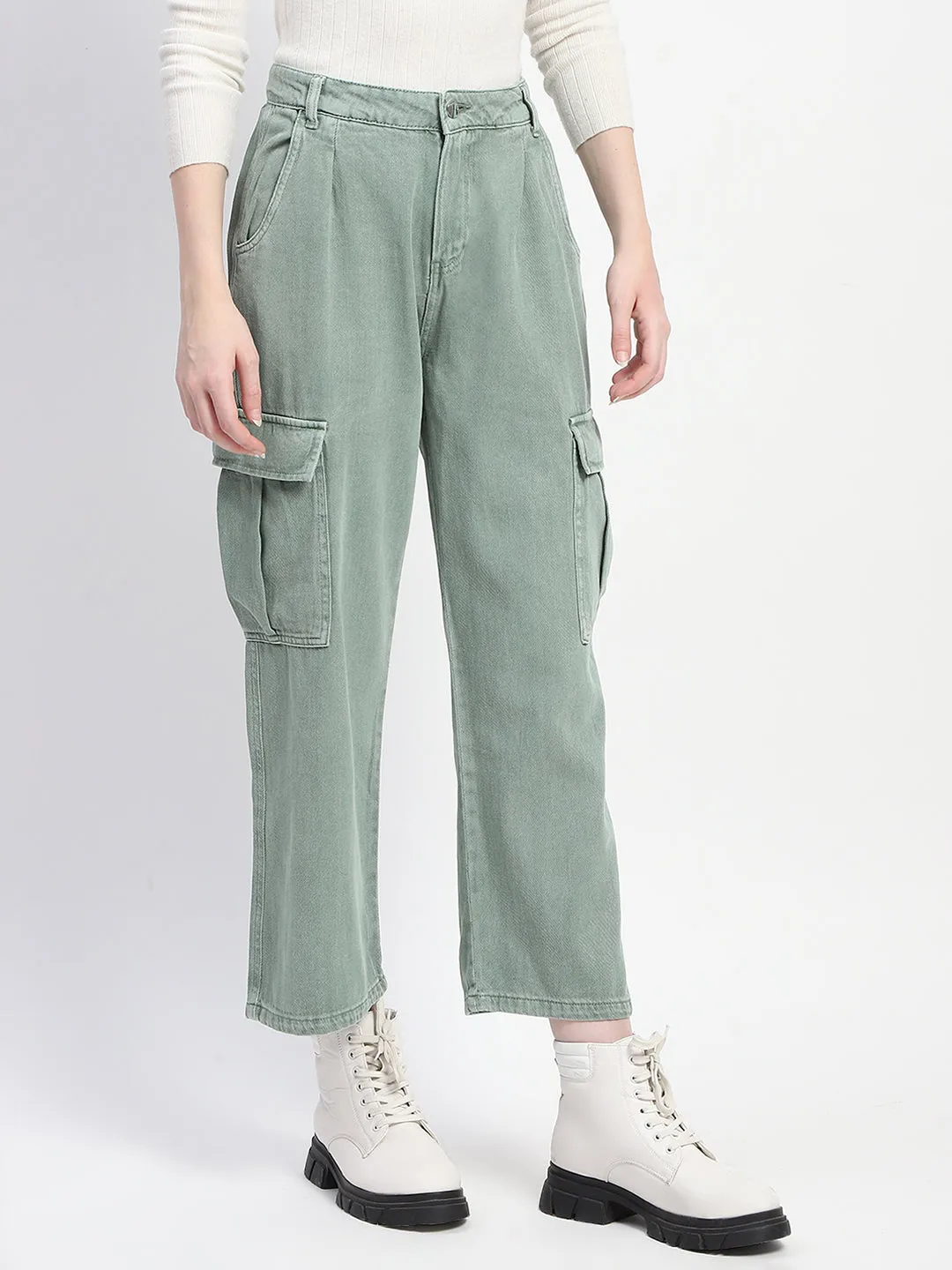 Dressy look Madame Relax Fit Green Cargo Pants