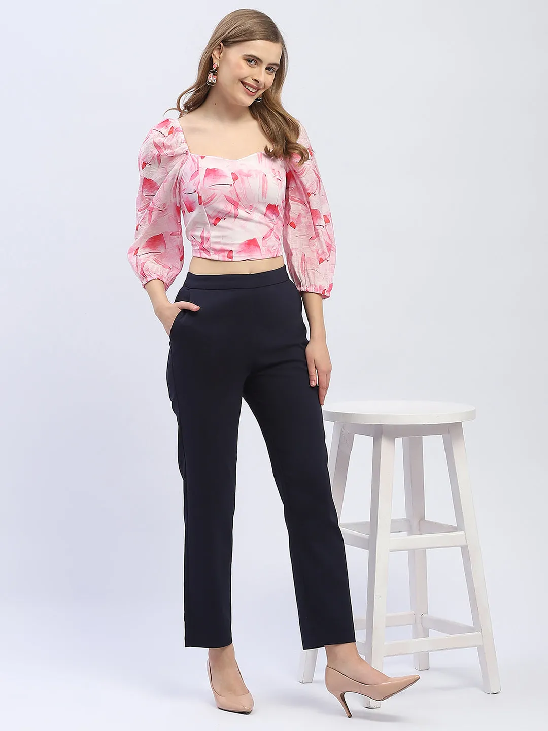 Madame Sweetheart Neck Pink Floral Top SnagFree Surface Royal Mode