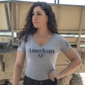 Women's American AF V-Neck T-Shirt - Heather Gray Breathable apparel