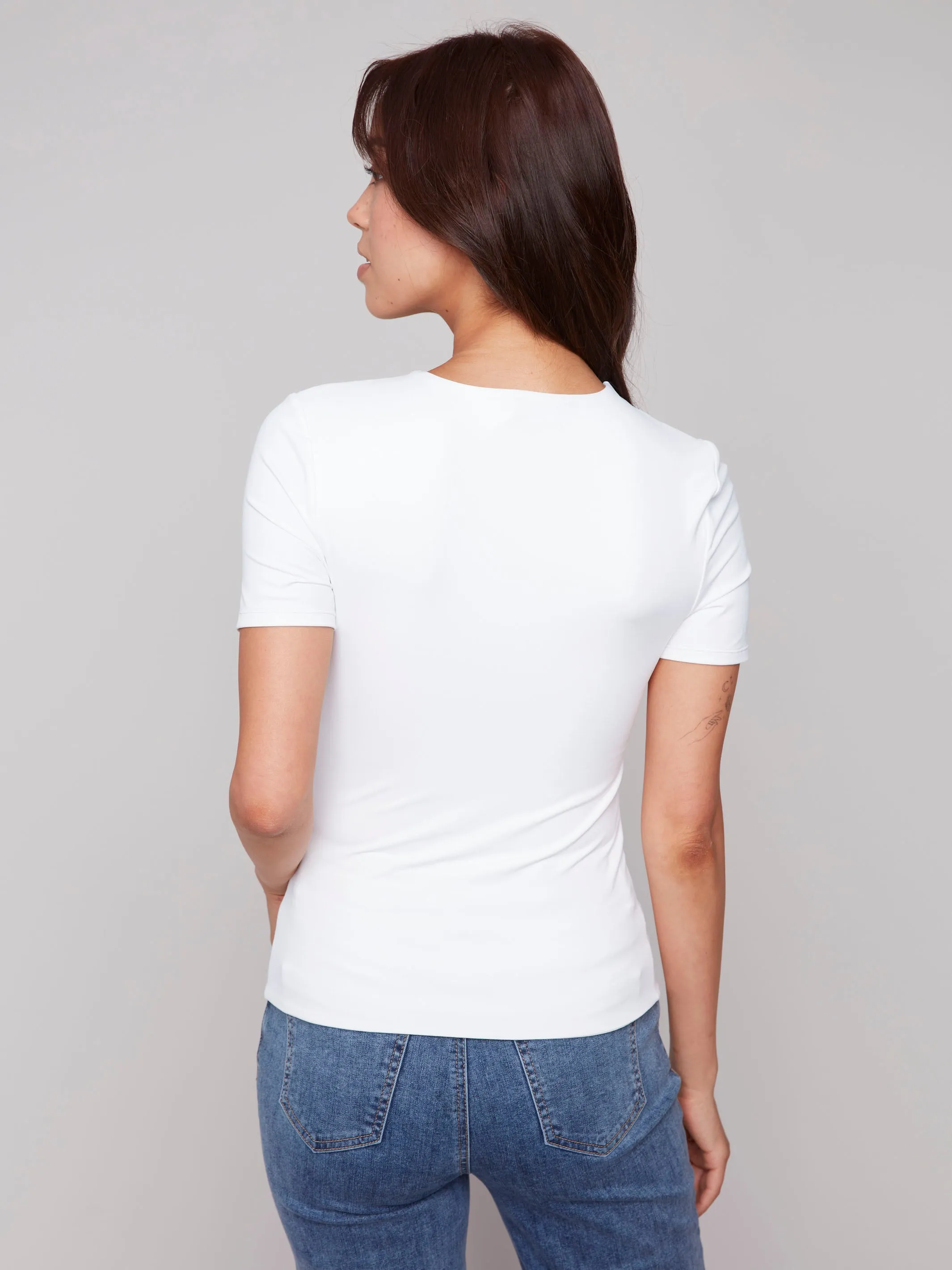 Short-Sleeved Super Stretch Top - White Push Edge