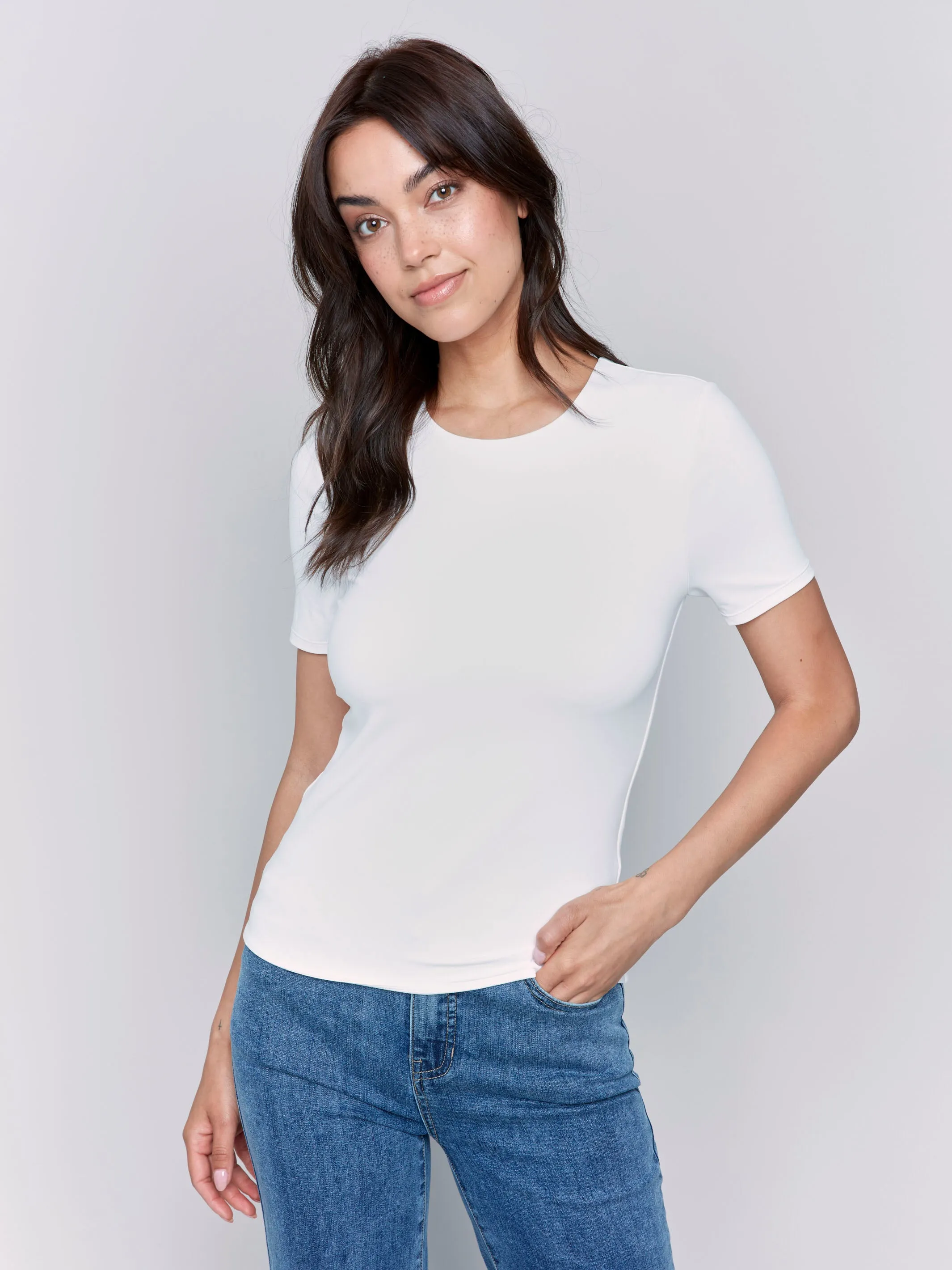 Magic Glow Sprint Fit Short-Sleeved Super Stretch Top - White