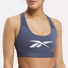 Ribbed waistband seams Reebok Women's Lux Vector Racer Blue Sports Bra