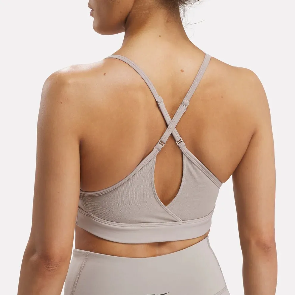 Reebok Women's Lux Strappy Grey Sports Bra Waist support Black