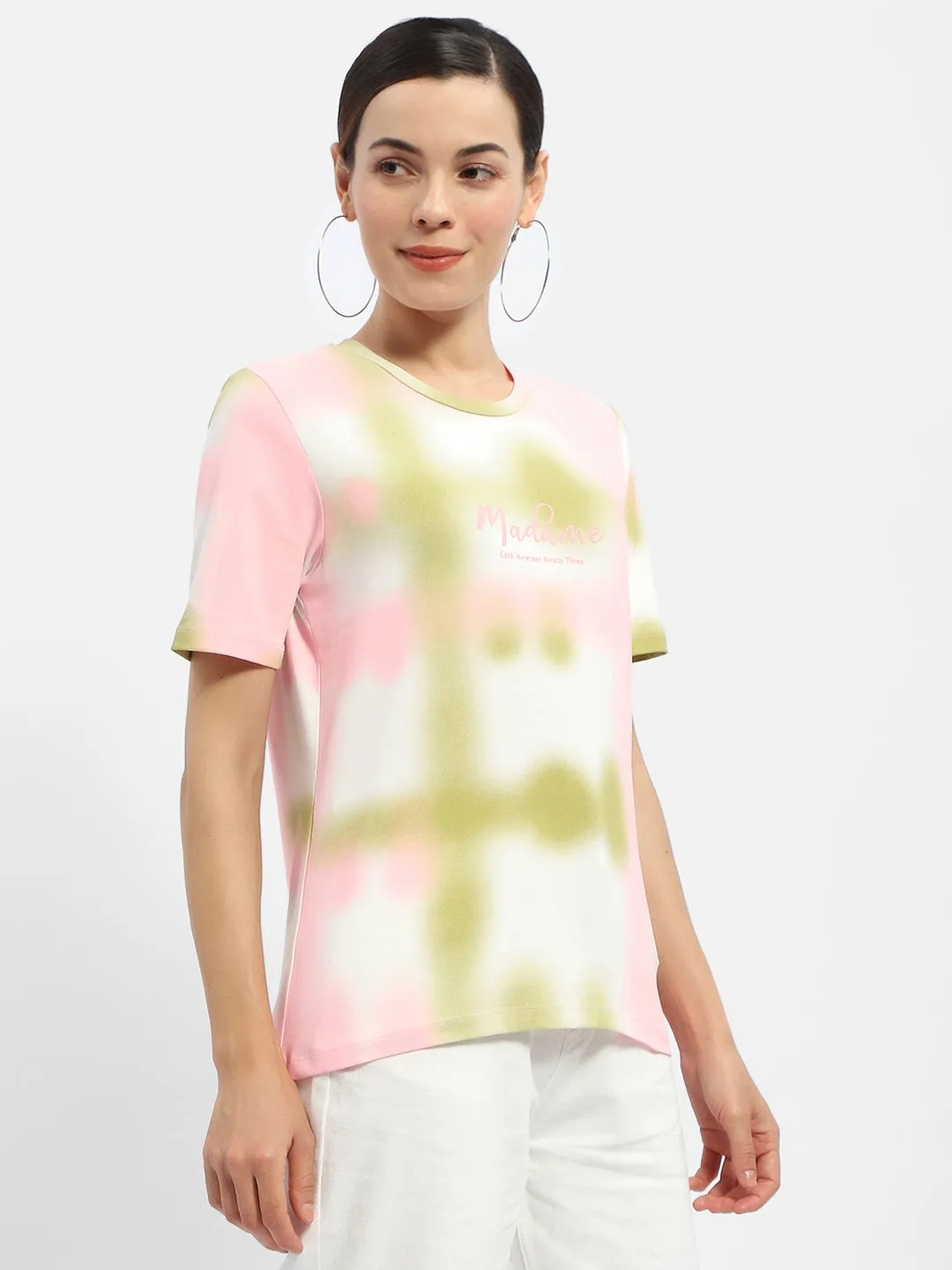 Casual Look Wear Madame Tie-Dye Pink Regular T-Shirt