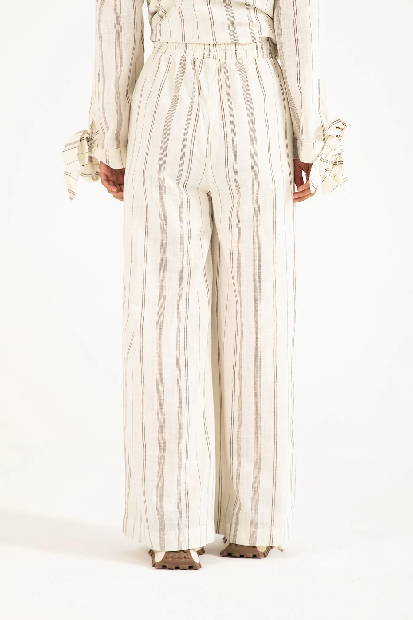 Travel Friendly Adjustable Belt Loops STRIPED WIDE LEG TROUSER