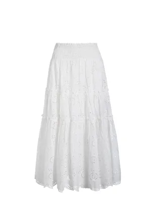Matching Belt Adjustable Fastening Charlie Skirt In Fresh White Eyelet
