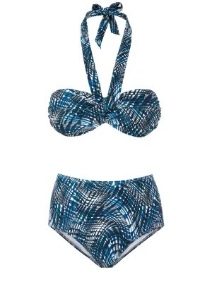 Loryn Top   Classic High Waist Bottom in Abstract Wave Non Bulky Design