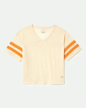 Wrinkle-Free Lightweight Fashion Varsity Football Mesh T-Shirt - Whitecap